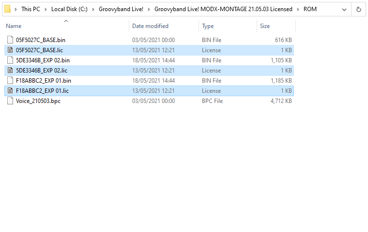 License file in program ROM subfolder.