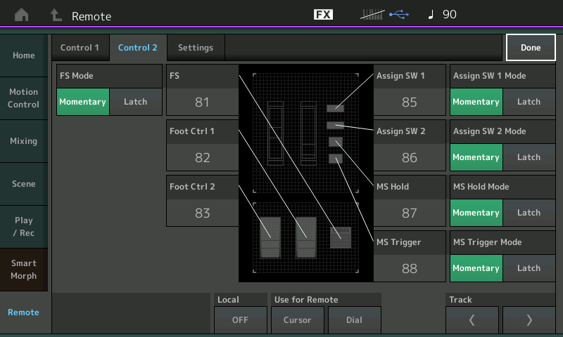 MODX/Montage momentary buttons in remote mode.