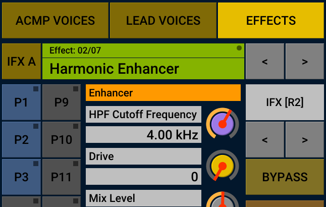 Customised effect display.