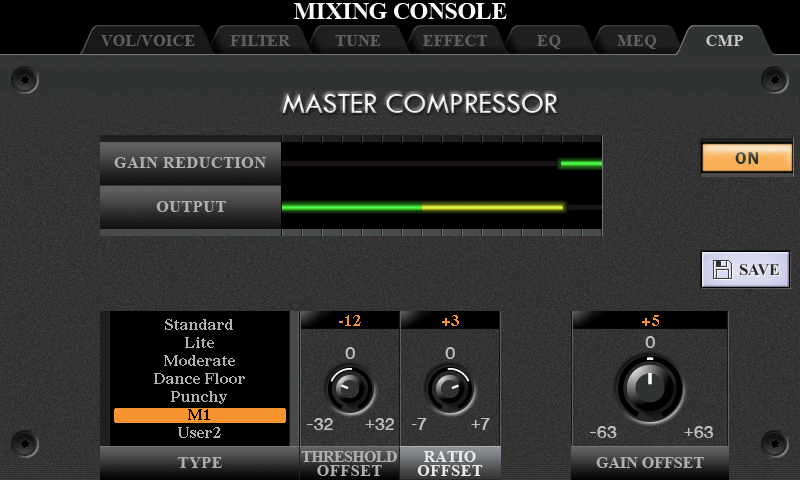 Yamaha compressor settings.