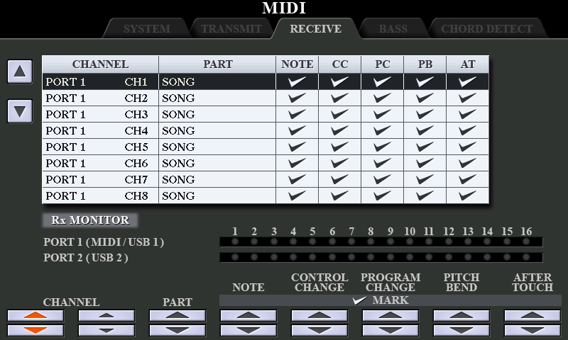 Yamaha midi receive.